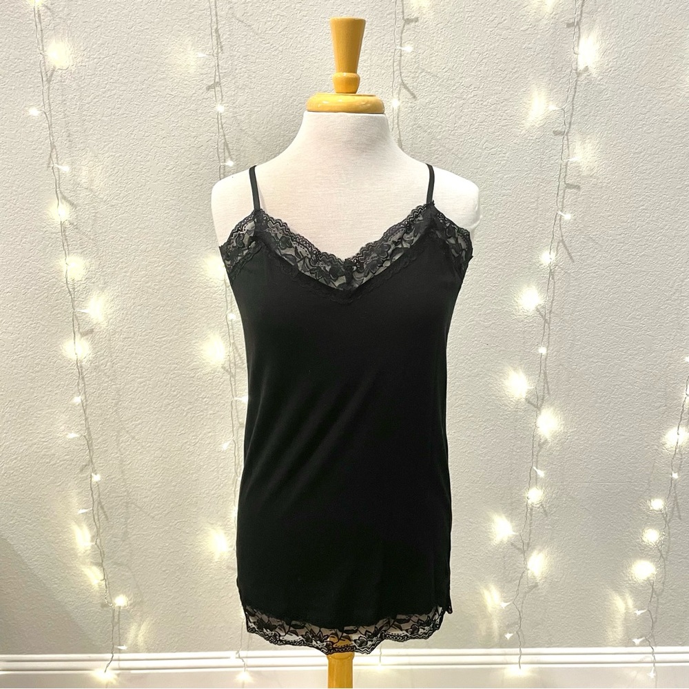 Active Basic Black Lace Tank Top